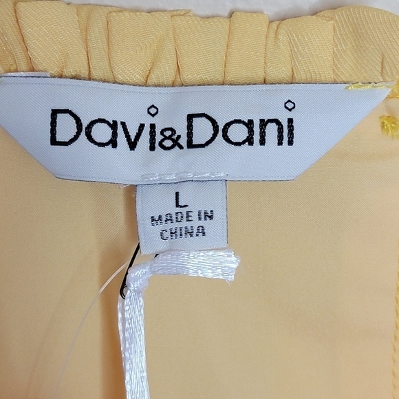 NWT Davi & Dani | Banana Yellow Ruffled Drawstring Sun Dress Size Large - Picture 3 of 5